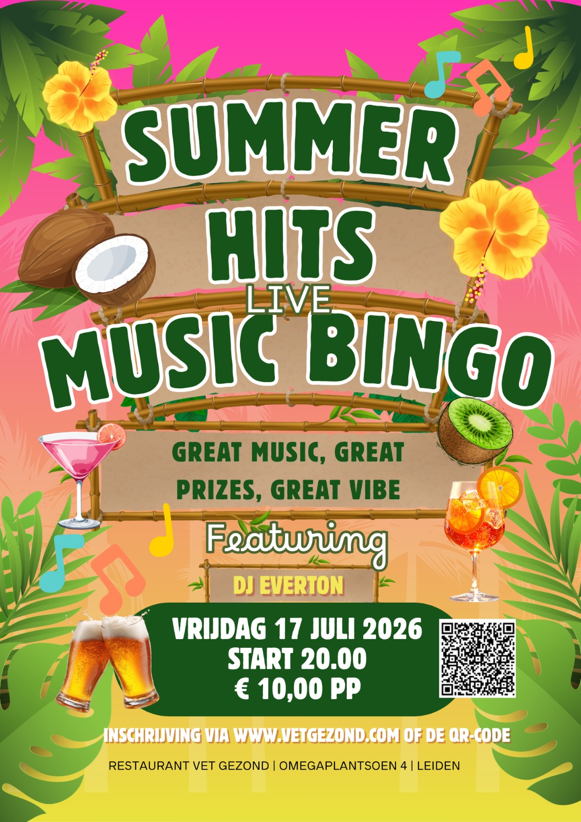 Summer Hits Music Bingo